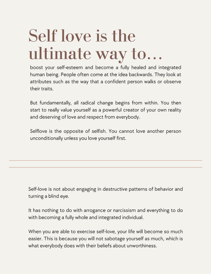 Self Love Ebook + Workbook