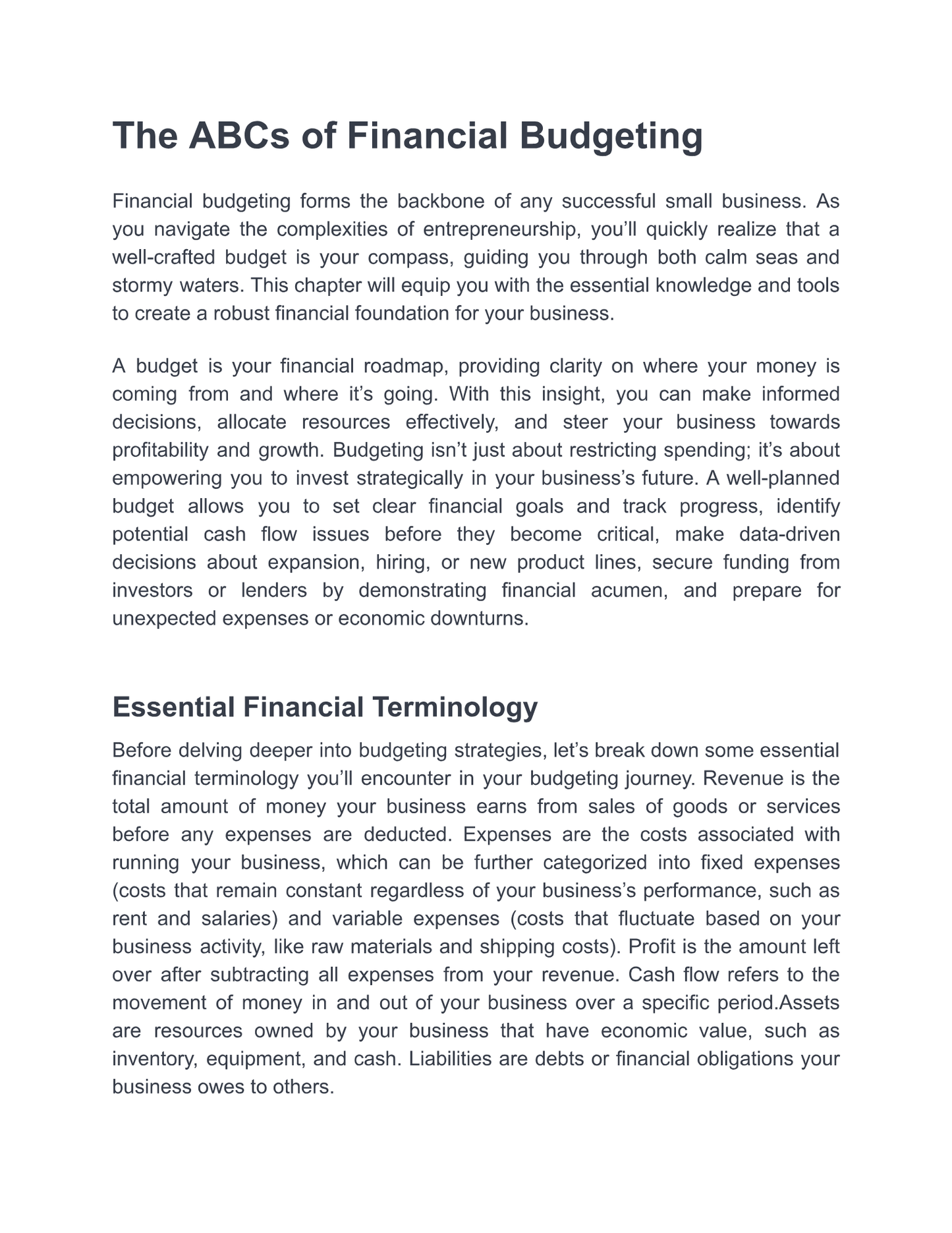 Small Business Budgeting