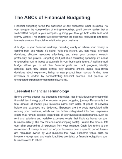 Small Business Budgeting